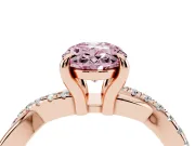 Oval Twist Engagement Ring Setting for a Fancy Pink Lab-Grown Diamond | Crossover Band | Rose Gold