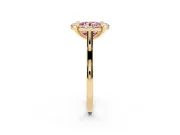 Round Halo Engagement Ring Setting for a Fancy Pink Lab-Grown Diamond | Claw Corners | Yellow Gold