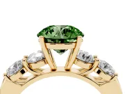 Round 5 Stone Engagement Ring Setting for a Fancy Green Lab-Grown Diamond | Yellow Gold