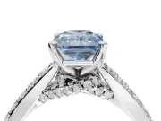 Radiant Cut Pavé Solitaire Engagement Ring Setting for a Fancy Blue Lab-Grown Diamond | Crossover Gallery | Platinum