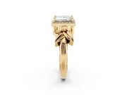 Princess Cut Floral Halo Engagement Ring Setting | Leaf Shoulders | Yellow Gold