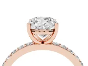 Cushion Cut Pavé Solitaire Engagement Ring Setting | Single Row Band | Rose Gold