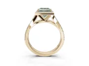 Princess Cut Halo Pavé Engagement Ring Setting for a Fancy Green Lab-Grown Diamond | Narrow Split Shank | Yellow Gold