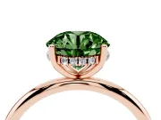Fancy Green Round Cut Diamond Solitaire Engagement Ring Set in Rose gold with Prong Setting and Polished Band