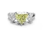 Heart-Shaped Three Stone Engagement Ring Setting for a Fancy Yellow Lab-Grown Diamond | Tapered Band | Sterling Silver