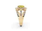Oval Double Halo Split Shank Engagement Ring Setting for a Fancy Yellow Lab-Grown Diamond | Pave Strands | Yellow Gold