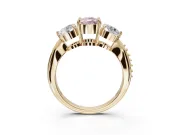 Cushion Cut Three Stone Engagement Ring Setting for a Fancy Pink Lab-Grown Diamond | Tapered Pave Band | Yellow Gold