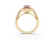 Emerald Cut Graduated Milgrain Halo Engagement Ring Setting for a Fancy Pink Lab-Grown Diamond | Yellow Gold