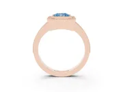 Radiant Cut Milgrain Halo Engagement Ring Setting for a Fancy Blue Lab-Grown Diamond | Pave Band | Rose Gold
