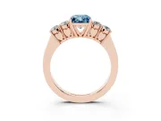 Radiant Cut 5 Stone Engagement Ring Setting for a Fancy Blue Lab-Grown Diamond | Rose Gold
