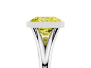 Fancy Yellow Bezel Set Radiant Cut Diamond Solitaire Ring Set in Silver with Tapered Band