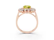 Princess Cut Floral Double Halo Engagement Ring Setting for a Fancy Yellow Lab-Grown Diamond | Plain Band | Rose Gold