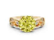 Round Vintage Engagement Ring Setting for a Fancy Yellow Lab-Grown Diamond | Yellow Gold