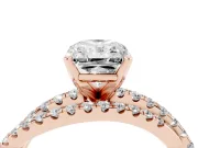 Radiant Cut Diamond Solitaire Twist Band Ring Set in Rose gold with Pavé Setting and Prong Head