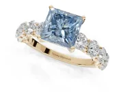 Princess Cut Engagement Ring Setting for a Fancy Blue Lab-Grown Diamond | Yellow Gold - Design NV-24455