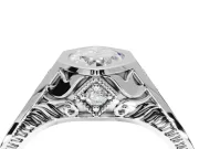 Marquise Vintage Bezel Engagement Ring Setting | Engraved Band | White Gold