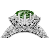Heart-Shaped Vintage Pave Engagement Ring Setting for a Fancy Green Lab-Grown Diamond | Milgrain Edges | Platinum