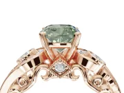 Cushion Cut Swirl Engagement Ring Setting for a Fancy Green Lab-Grown Diamond | Rose Gold