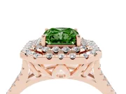 Radiant Cut Halo Split Shank Engagement Ring Setting for a Fancy Green Lab-Grown Diamond | Pavé Strands | Rose Gold