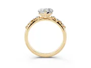 Heart Cut Diamond Cluster Solitaire Ring Set in Yellow gold with Prong Setting