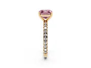 Asscher Cut Pavé Engagement Ring Setting for a Fancy Pink Lab-Grown Diamond | Yellow Gold