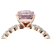Radiant Cut Pavé Solitaire Engagement Ring Setting for a Fancy Pink Lab-Grown Diamond | Alternating Accents | Rose Gold