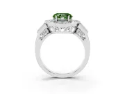 Heart-Shaped Milgrain Sectioned Halo Engagement Ring Setting for a Fancy Green Lab-Grown Diamond | White Gold