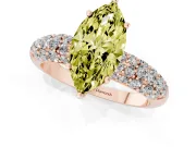 Marquise Multi Row Pave Engagement Ring Setting for a Fancy Yellow Lab-Grown Diamond | Rose Gold