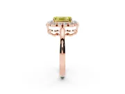 Emerald Cut Scalloped Cluster Halo Engagement Ring Setting for a Fancy Yellow Lab-Grown Diamond | Plain Band | Rose Gold