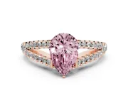 Pear-Shaped Graduated Split Shank Engagement Ring Setting for a Fancy Pink Lab-Grown Diamond | Rose Gold