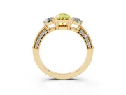 Pear-Shaped Three Stone Engagement Ring Setting for a Fancy Yellow Lab-Grown Diamond | Graduated Pave Band | Yellow Gold