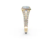 Princess Cut Halo Pavé Engagement Ring Setting for a Fancy Blue Lab-Grown Diamond | Narrow Split Shank | Yellow Gold