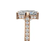 Emerald Cut Vintage Cathedral Engagement Ring Setting | Carved Band | Rose Gold