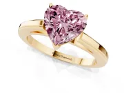 Heart-Shaped Solitaire Engagement Ring Setting for a Fancy Pink Lab-Grown Diamond | Stepped Flat Band | Yellow Gold