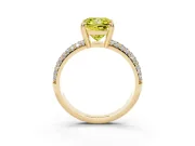 Princess Cut Three Row Pave Engagement Ring Setting for a Fancy Yellow Lab-Grown Diamond | Double Claws | Yellow Gold