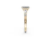 Emerald Cut Tapered Baguette Engagement Ring Setting | Bar Set Sides | Yellow Gold