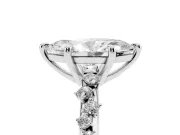 Marquise Cut Diamond Solitaire Vine Band Ring Set in Platinum with Round Accents and Prong Setting