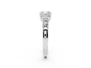 Cushion Cut Diamond Five-Stone Prong Set Engagement Ring Set in Silver with Channel Band