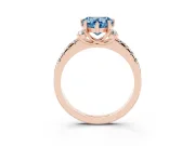 Heart-Shaped Side Stone Engagement Ring Setting for a Fancy Blue Lab-Grown Diamond | Pave Band | Rose Gold