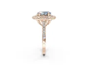 Fancy Blue Oval Lab-Grown Diamond Double Halo Statement Ring Set in Rose Gold with Pavé Band
