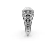 Princess Cut Vintage Bezel Engagement Ring Setting | Beaded Paisley Shoulders | Sterling Silver