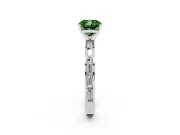 Fancy Green Cushion Cut Diamond Solitaire Ring Set in Platinum with Channel-Set Baguette Band and Prong Setting