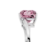 Fancy Pink Princess Cut Diamond Solitaire Twist Band Ring Set in Silver with Prong Setting