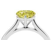Fancy Yellow Heart Cut Diamond Solitaire Ring Set in Silver with Cathedral Band and Prong Setting