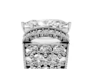 Marquise Vintage Milgrain Pave Engagement Ring Setting | Crescent Side Rows | Sterling Silver