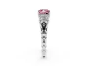 Fancy Pink Princess Cut Diamond Three-Stone Ring Set in White gold with Braided Band