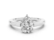 Pear-Shaped Solitaire Engagement Ring Setting | Stepped Flat Band | Sterling Silver