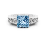 Princess Cut 5 Stone Engagement Ring Setting for a Fancy Blue Lab-Grown Diamond | Platinum