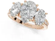 Pear-Shaped Vintage Three Stone Engagement Ring Setting | Graduated Pavé | Rose Gold