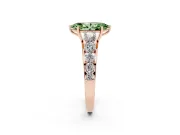 Marquise Graduated Side Stone Engagement Ring Setting for a Fancy Green Lab-Grown Diamond | Flat Top Band | Rose Gold